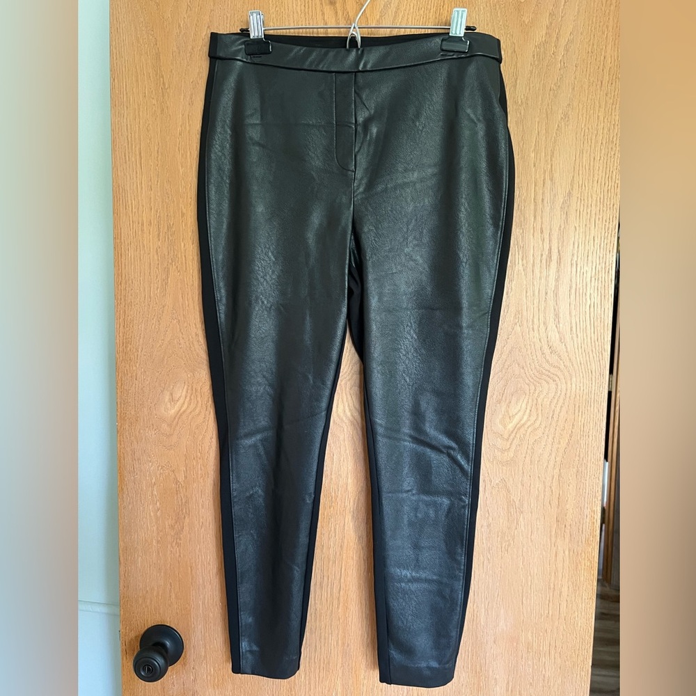 Chico's Black Faux Leather Ponte Women's Leggings size 12